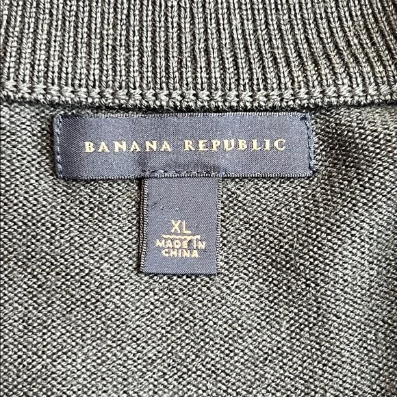 Banana Republic Sweater 100% Wool XL Full Zip Mock Neck Preppy Business Casual